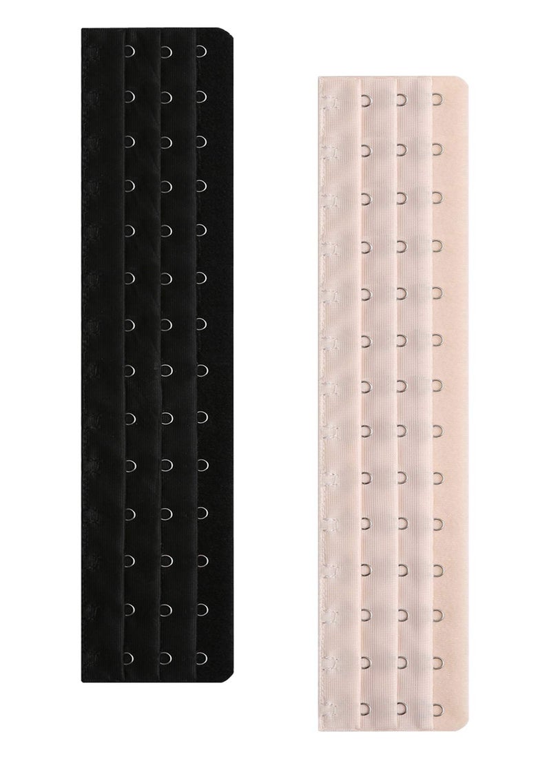 MosBug Corset Extender 14 Hooks bra extender Pack of 2 Black&Light Beige - Image 1